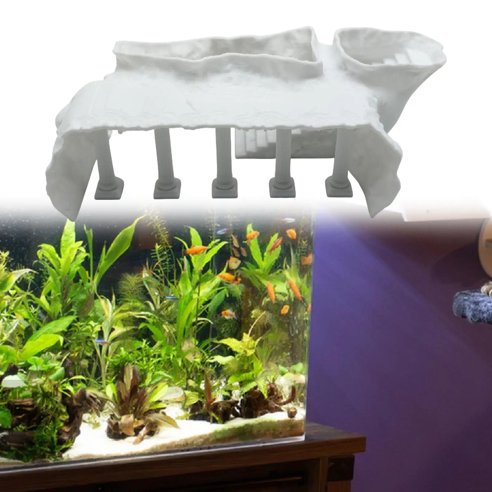 Cueva de columna romana para acuario, adorno decorativo para paisajismo, resistente, creativo, escondite para peces, decoración de acuario, escondite para peces de camarones