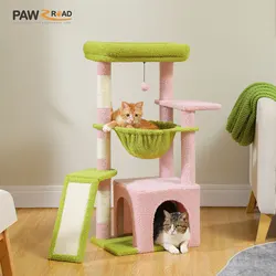 Árbol para gatos con condo grande, rascador y hamaca acogedora