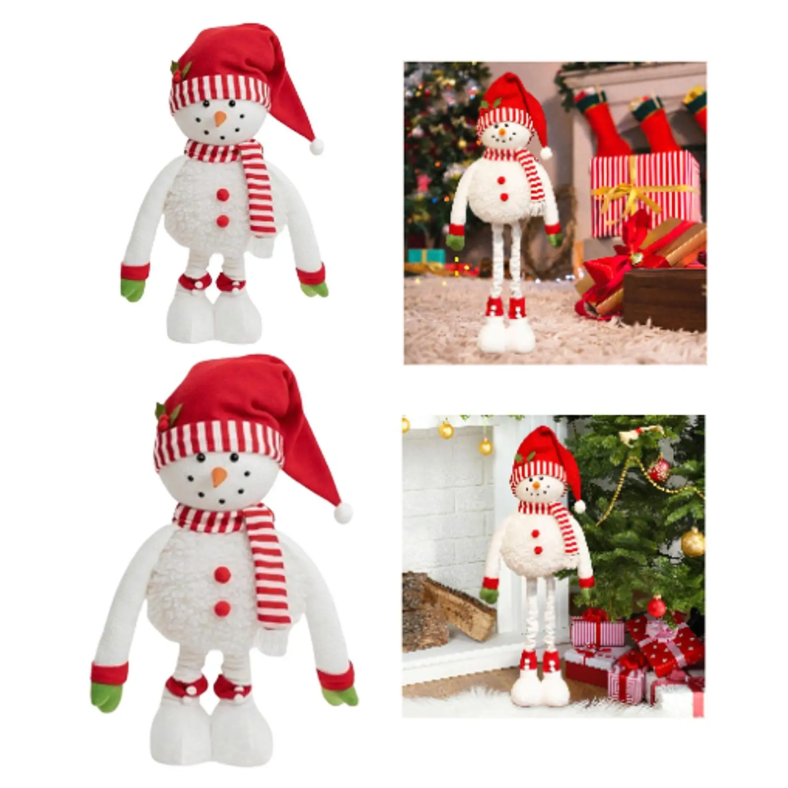 Telescopic Christmas Snowman Figurine Gift Toy Nordic Christmas Figure Decoration for Winter Festival Office Bedroom Living Room