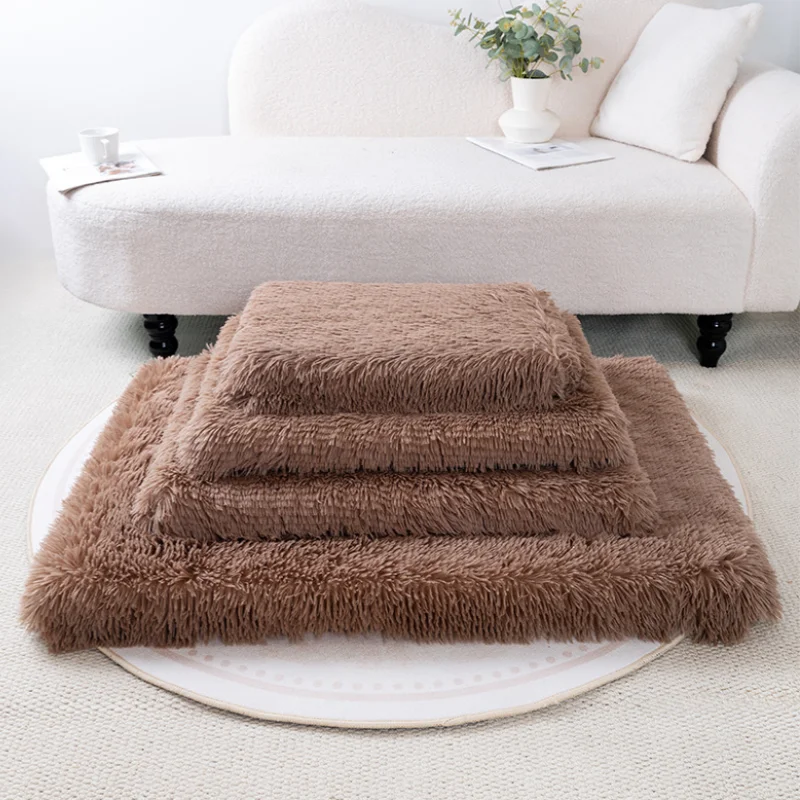 Cama para perros, camas para gatos de peluche súper suaves para perros pequeños, medianos y grandes, extraíble para limpiar al cojín para cachorros, camas para perros aplamadas, estera para mascotas - imagen 4