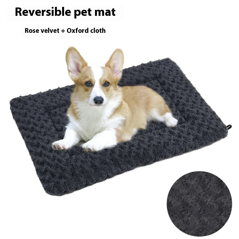 Cama lavable de doble cara para perros, almohadilla para cajas de perros, almohadas de felpa para cachorros y gatos, para perros pequeños, medianos y grandes, alfombra suave y esponjosa para perros
