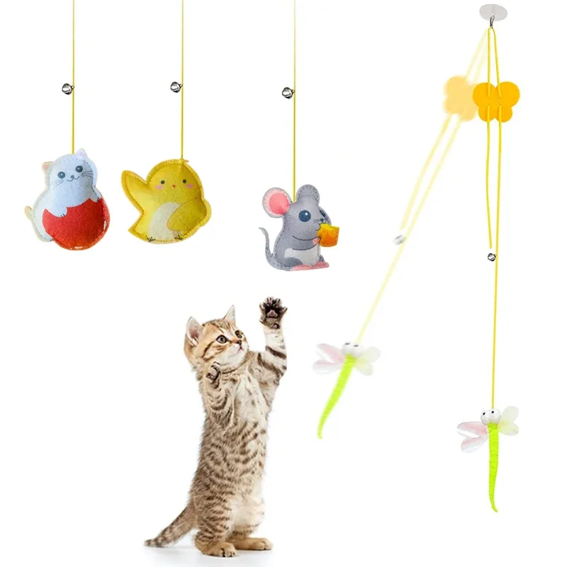 Juguete interactivo colgante para gato, juego de simulación divertido, juguete interactivo para gatito, Teaser varita, suministros para gatos - imagen 4
