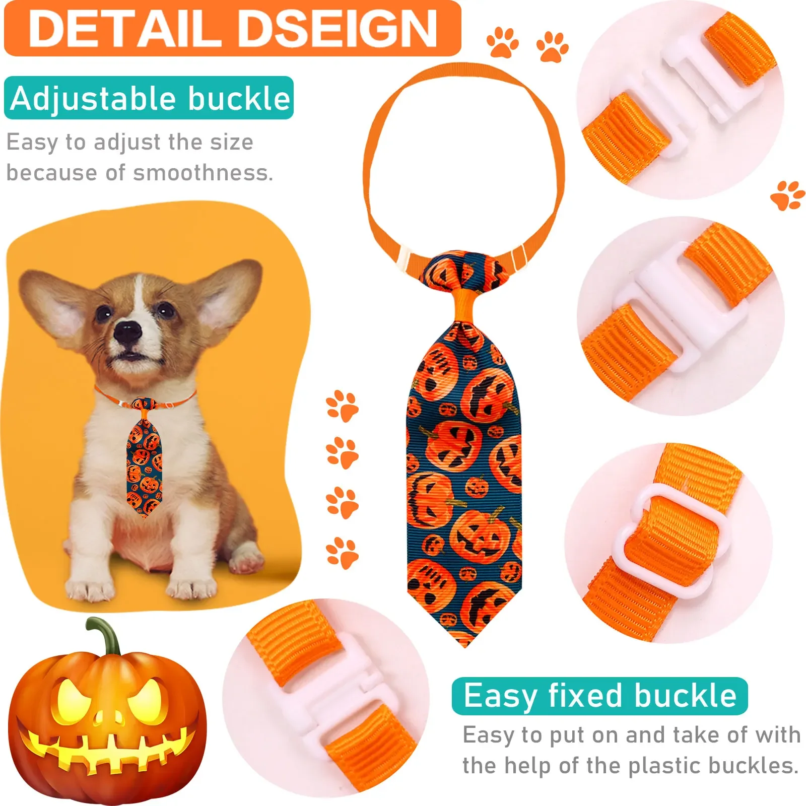 50/100 Uds. Accesorios de cuidado para perros de Halloween, corbatas para perros pequeños con calavera, suministros para mascotas, corbatas para perros y gatos, accesorios para mascotas - imagen 5