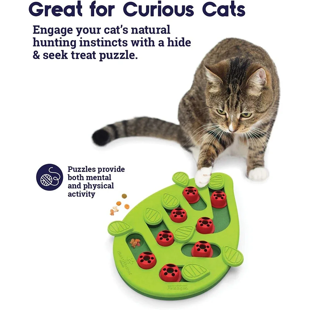 Juguete puzzle interactivo para gatos con comedero lento y rascador