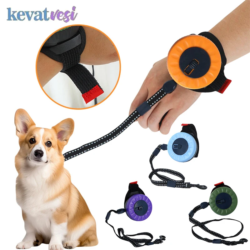 Correa retráctil automática para perro de 2,5 m, muñeca duradera, cuerda de remolque para mascotas para perros pequeños y medianos, suministros para caminar al aire libre