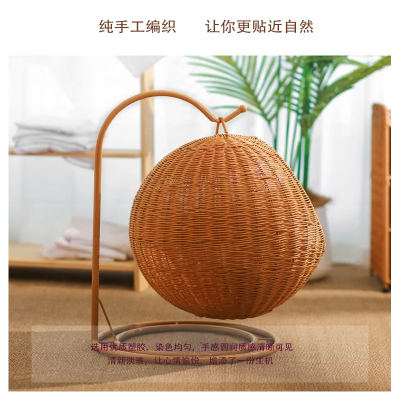 Hamaca de ratán de imitación para mascotas, hamaca Universal para las cuatro estaciones, nido para gatos, perrera, cesta para dormir para mascotas pequeñas, Villa para gatos - imagen 2