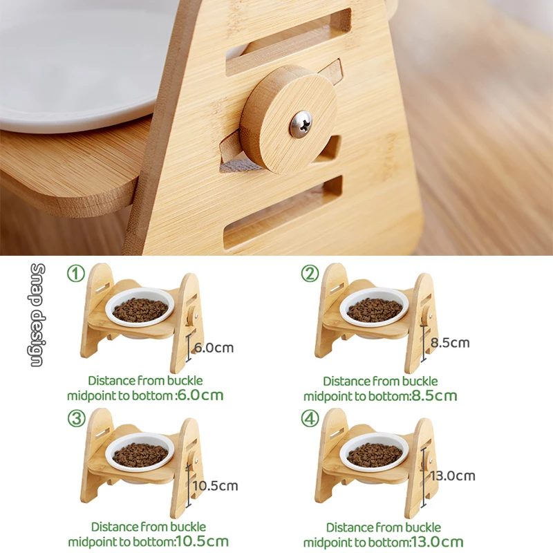 Cuenco de comida para gatos, soporte elevado ajustable de cerámica para perros, alimentador para el cuidado del cuello, suministros para mascotas, cuencos de agua - imagen 3