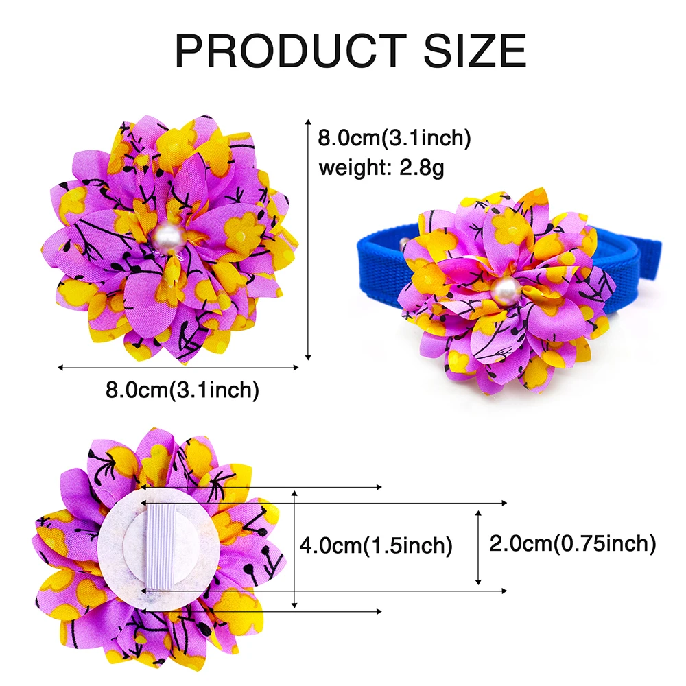 Collar de flores grandes 50px para perro, accesorios para Collar de pajarita para perros pequeños y grandes - imagen 2