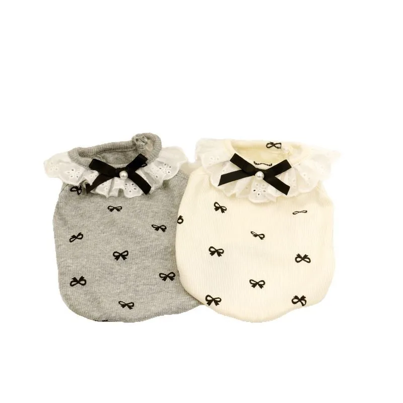 Chaleco con lazo Ins para mascotas, ropa para gatos, Sudadera con capucha con cuello de lazo de encaje de peluche, ropa para el hogar, camisa Base para mascotas, ropa para cachorros - imagen 5