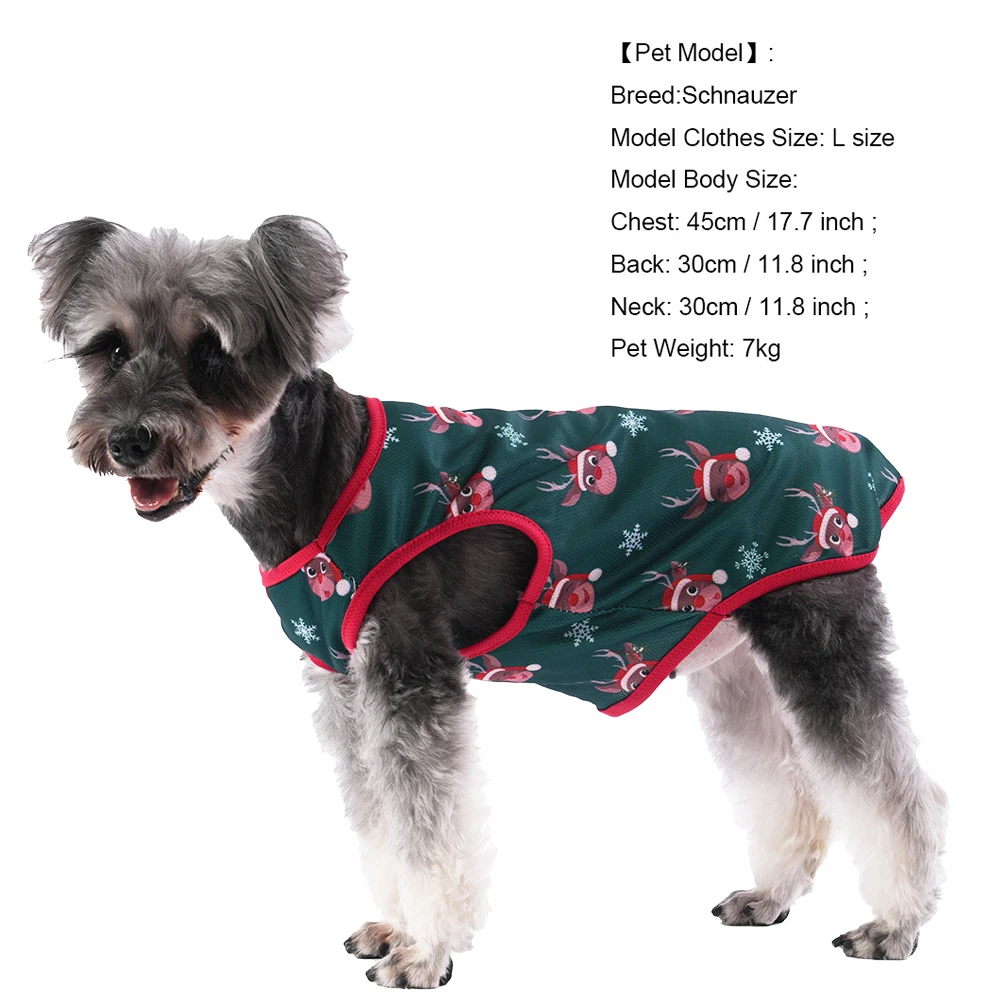 Ropa suave y acogedora para cachorros, chaleco para perros pequeños y medianos, gatos, ciervos de Navidad, estampado de muñeco de nieve, abrigo, camiseta transpirable para mascotas Schnauzer - imagen 5