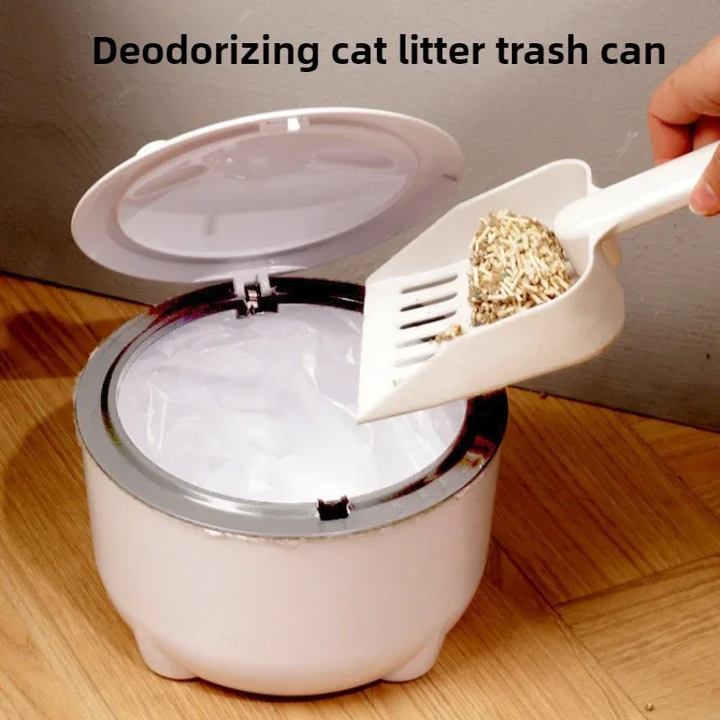 Cubo de basura para mascotas pequeñas, cubo de basura para limpieza de arena para gatos a prueba de mascotas con tapa, suministros desodorizantes para perros - imagen 2