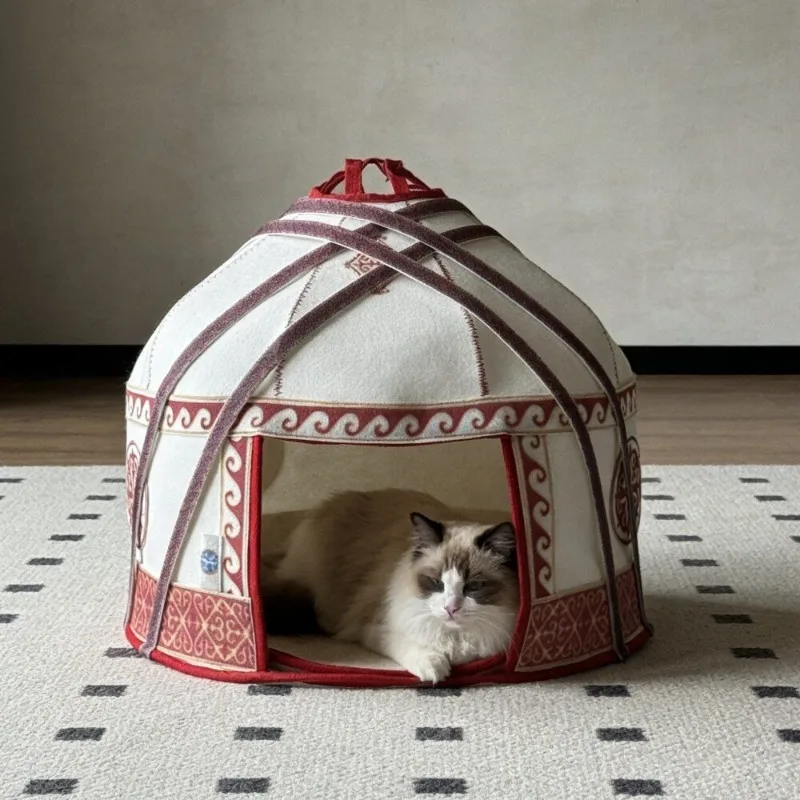 Casa de Fieltro para Gatos - Nido retro lujo, cama oculta 4 estaciones - imagen 3
