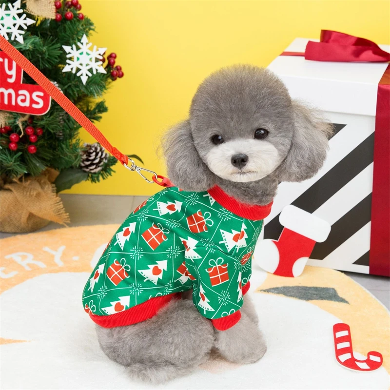 Sudadera de lana suave para cachorros pequeños y medianos, ropa cálida de Navidad para fiesta, ropa para gatos, caja de regalo con estampado, trajes para perros de compañía de Año Nuevo - imagen 4