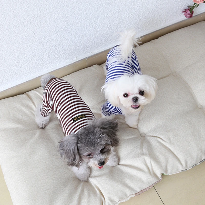 Ropa para perros, mono a rayas para perros y gatos, abrigo de algodón para otoño e invierno, ropa cálida fina para perros, sudadera para cachorros, pijamas para mascotas Chihuahua - imagen 5