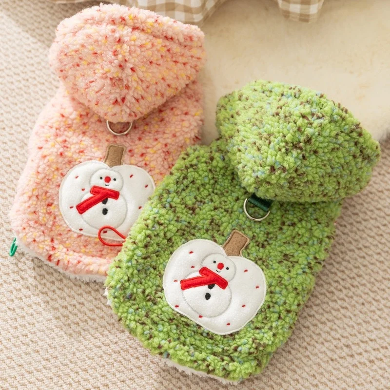 Chaleco de lana para perro, chaqueta con estampado de muñeco de nieve, ropa para perro, chaqueta para cachorro a la moda, abrigo cálido y suave para gato, disfraz para mascota Bichon