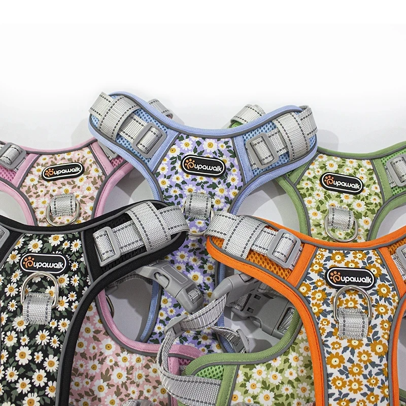 Correas de pecho para perros, suministros para mascotas, chaleco reflectante con estampado de margaritas, Estilo Chaleco - imagen 4