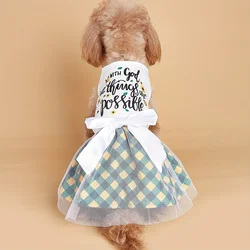 Vestido sin mangas a cuadros lazo rosa para perros – Primavera Verano
