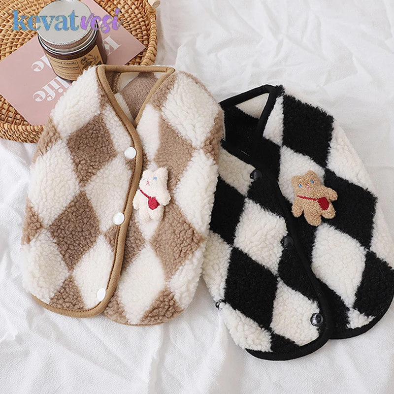 Ropa a cuadros para mascotas, chaqueta cálida de invierno para perros pequeños y medianos, abrigo cómodo para cachorros, disfraces de Chihuahua y Yorkshire