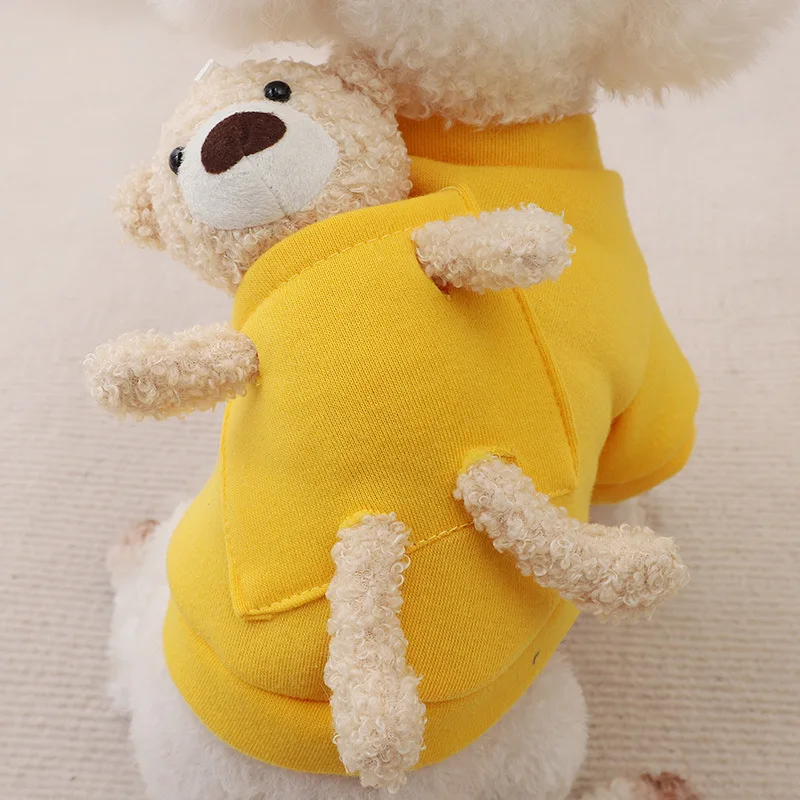 Pet Dog Cute Bear Hoodie Spring and Autumn Teddy Small Dog Pet Winter Plush Warm Two Leg Clothes Puppy Clothes - imagen 2