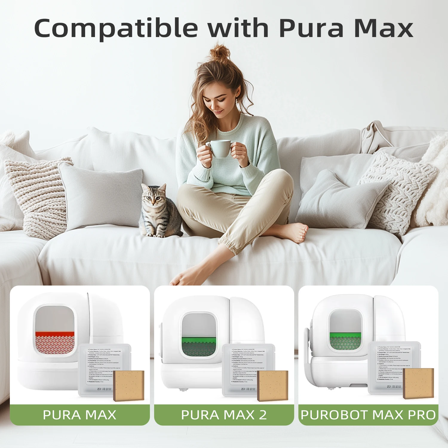 Bloques desodorizantes para arena de gatos N50, eliminador de olores fuerte, frescura duradera, cubos recargables para el control de olores de la caja de arena - imagen 5