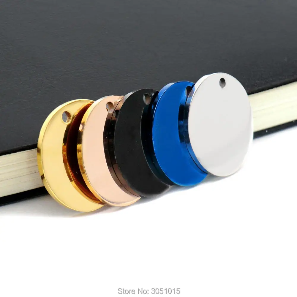 Venta al por mayor, 20 piezas, etiquetas redondas de identificación para perros, nombre de Metal, decoración personalizada de acero inoxidable pulido para cachorros, placa antipérdida para gatos