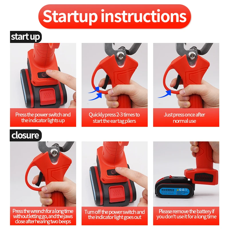 Juego de alicates eléctricos para etiqueta de oreja, herramientas de identificación para vaca, oveja, conejo, aplicador portátil, producto Animal, 1 Juego - imagen 3