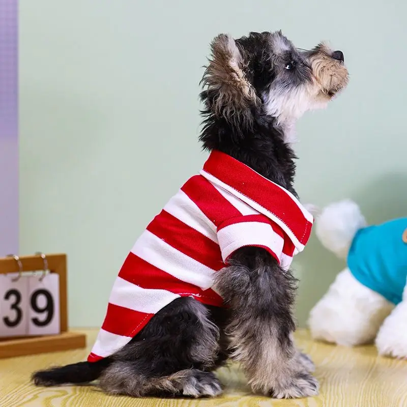 Camiseta polo para perro a rayas de algodón verano Chihuahua y Bichón - imagen 3