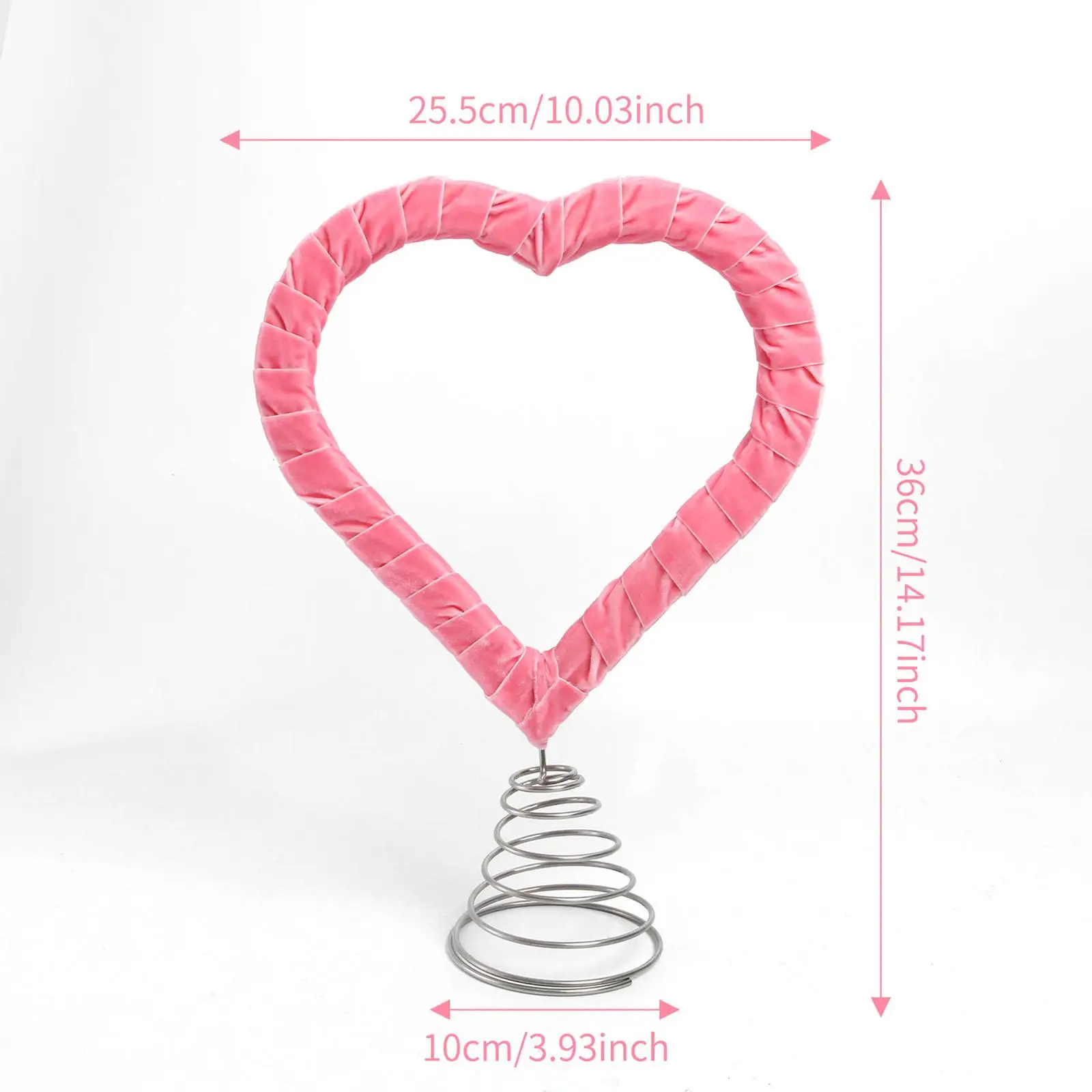 Woven Velvet Pink Heart Valentines Tree Topper Wooden Iron Ornaments Decorative Festival Accent for Wedding Engagement New Year