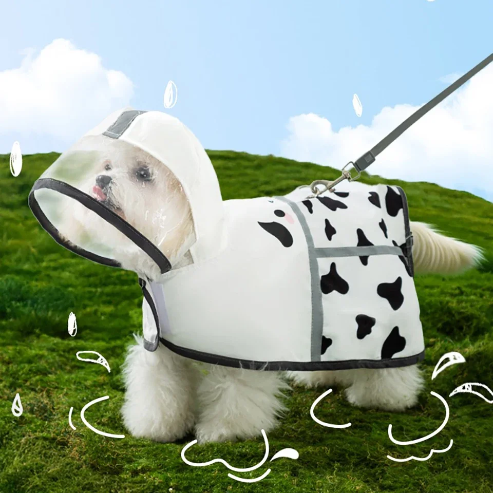 Chubasquero de verano para perros, ropa reflectante para perros, chubasquero para cachorros de dibujos animados, Poncho de lluvia para exteriores, Sudadera con capucha antisuciedad para perros que caminan - imagen 2
