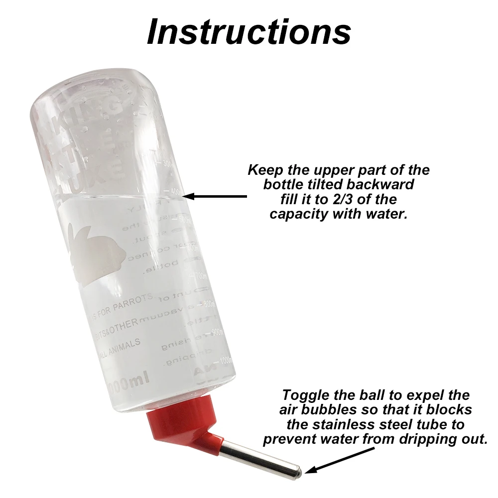 Dispensador de botellas de agua de plástico para beber conejos, alimentador colgante para mascotas, conejillo de indias, ardilla, conejo, aleatorio, 1000ml, 1 ud. - imagen 3