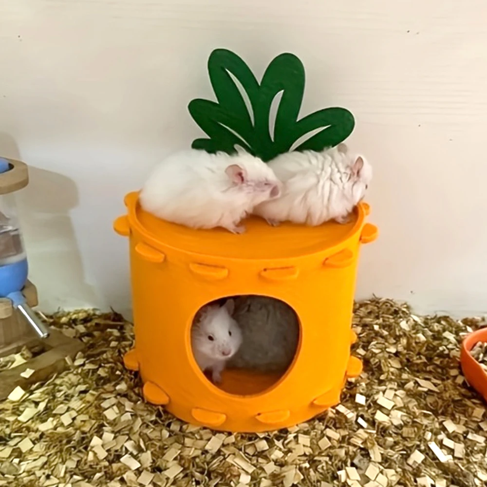 Casa para hámster en forma de zanahoria, túnel oculto con tocón de dibujos animados, juguete para mascotas, animales pequeños, hámsteres, conejos, casa de juegos, nido de cama, 1 ud. - imagen 5