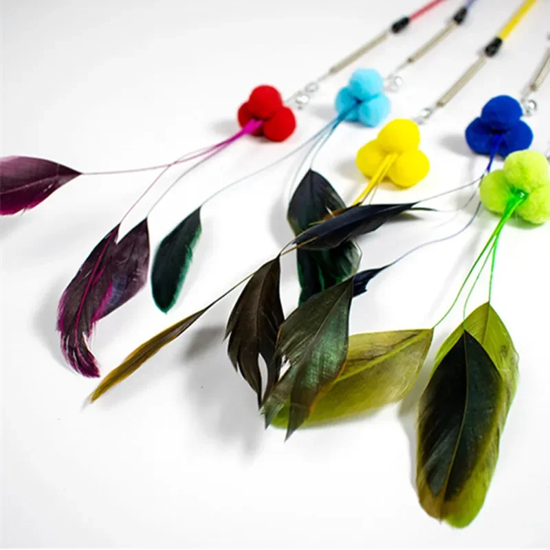 Juguete interactivo de alambre de acero para gatos, juguete de pluma divertido, palo de peluche, suministros para mascotas - imagen 3