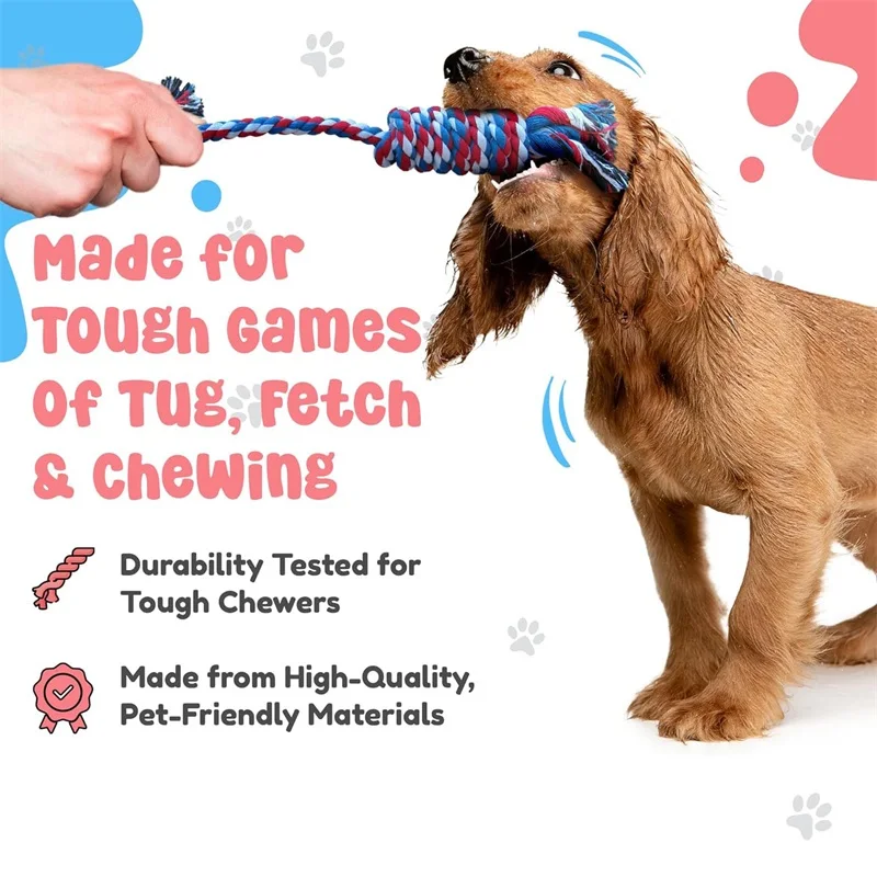 Juguete masticable de cuerda para perro, entrenamiento al aire libre, divertido, juguetes para gatos, perros grandes y pequeños, cuerda trenzada duradera, juguete antiestrés - imagen 4