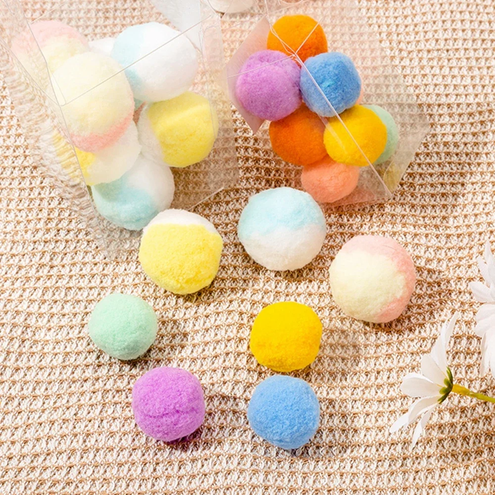 12 unids/lote de juguetes de peluche para gatos, pelota colorida resistente a mordeduras Molar, divertidas pelotas interactivas para gatos, juguetes para masticar, suministros para mascotas de 3/4, 5CM - imagen 2