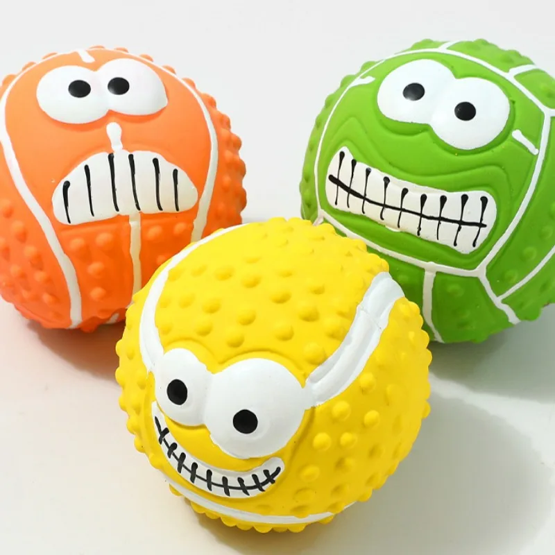 Bola de látex para perros, juguetes para chirrido, suministros de juego interactivos para interiores, moler dientes resistentes al masticable, productos de entrenamiento para lanzar mascotas - imagen 5