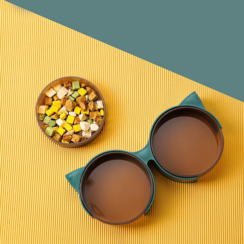 Cuenco doble para mascotas: juego de cuencos para perros y gatos para comida y agua, cuenco de alimentación antiderrames, plato de agua, cuenco de comida para mascotas sin punta, cuenco de agua, - imagen 3