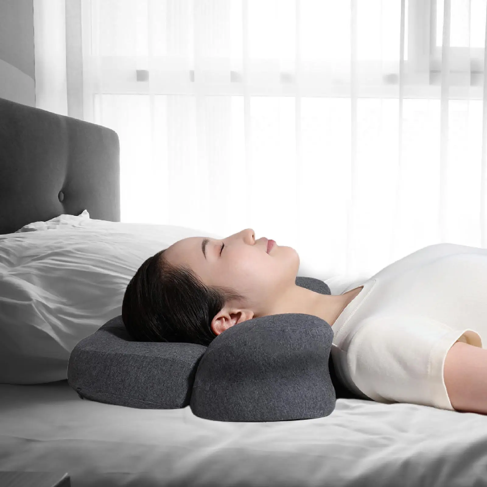 Neck Pillow Removable Washable Pillow Cover Practical Sleeping Pillow Cervical Pillow Bedding Pillow for Relaxing Travel Adults