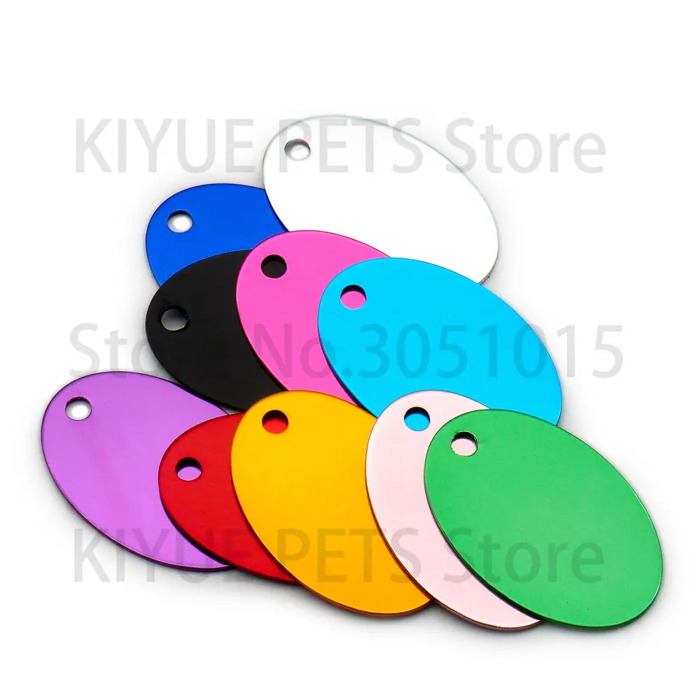 Etiqueta de identificación de Mascota de forma ovalada de aluminio, etiqueta personalizada grabada para perros y gatos, venta al por mayor, 20 piezas - imagen 4