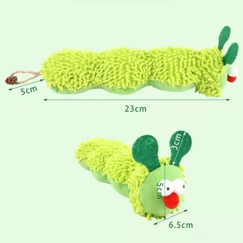 Juguete de peluche para gato, hierba gatera interactiva, oruga de imitación, gatito chirriante, mordida duradera, accesorios de juguete para masticar gato - imagen 4