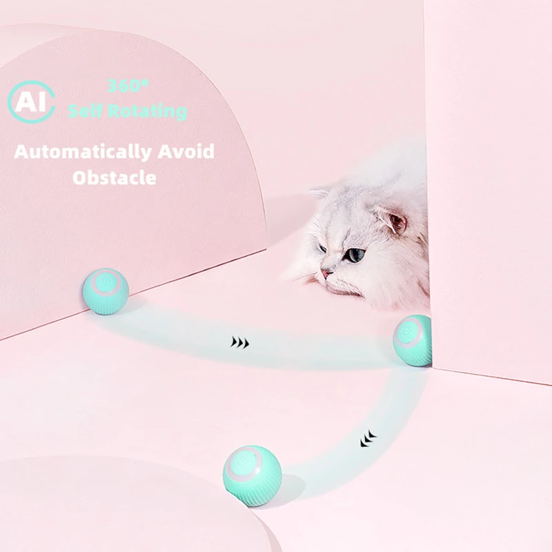 Juguetes eléctricos con pelota para gatos, juguetes inteligentes con rodamiento automático, interactivos para entrenamiento de gatos, juguetes para gatitos móviles para jugar en interiores - imagen 3