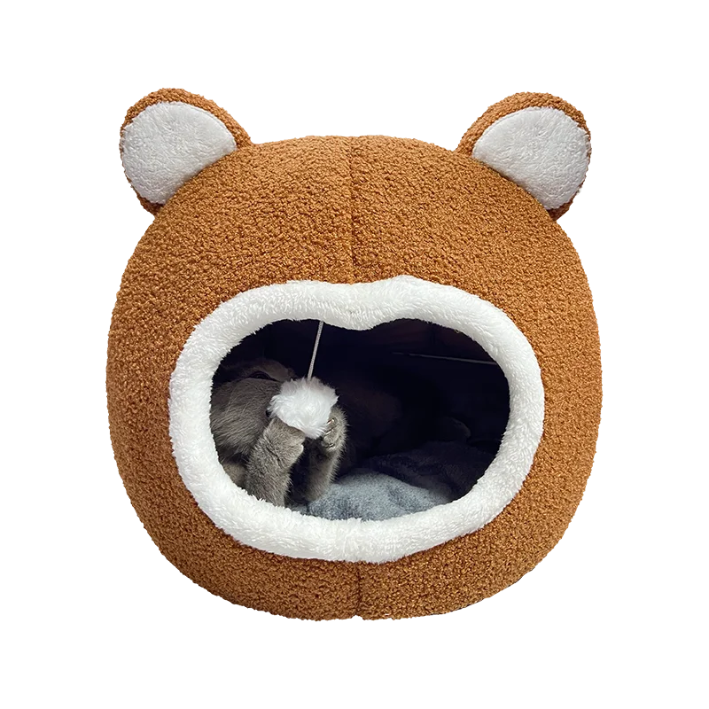 Cama de invierno para gatos, casa cálida para mascotas, tumbona suave y larga de felpa para gatitos, cojín, tienda para perros pequeños, camas cueva para acogedoras, suministros de alfombrilla para casa de gato - imagen 3