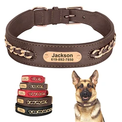 Collar de cuero personalizado para perros - grabado de nombre gratis