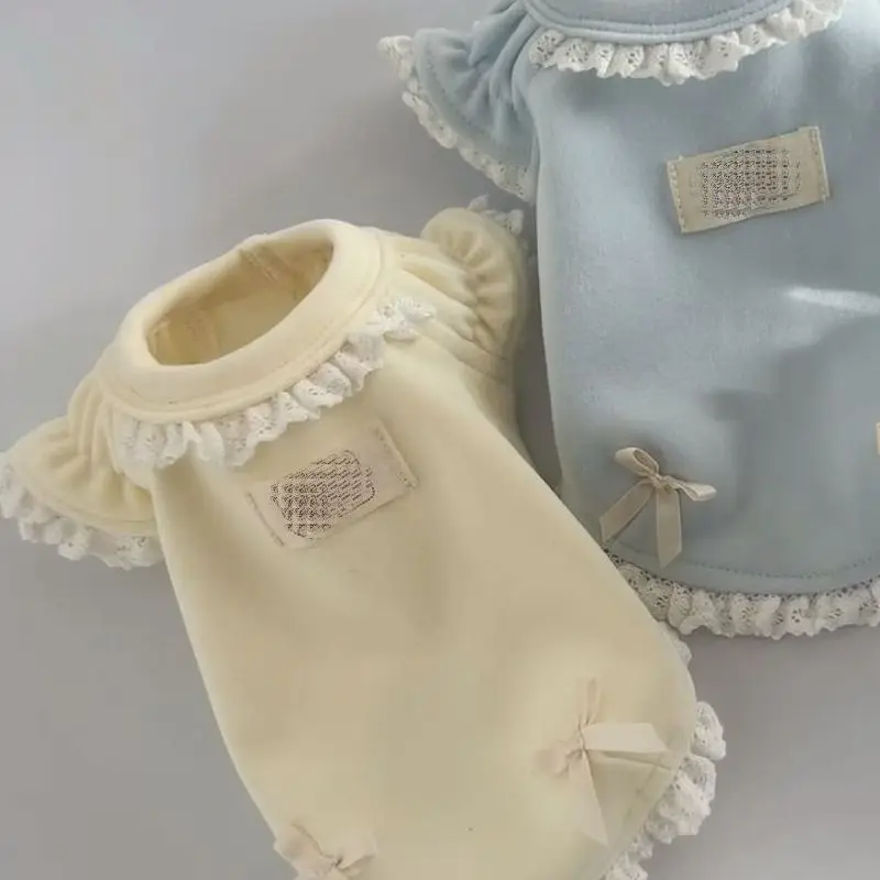 Sudaderas con capucha con lazo de encaje para mascotas con Base de encaje bordado, ropa bordada de color caramelo para mascotas, ropa para perros pequeños - imagen 2