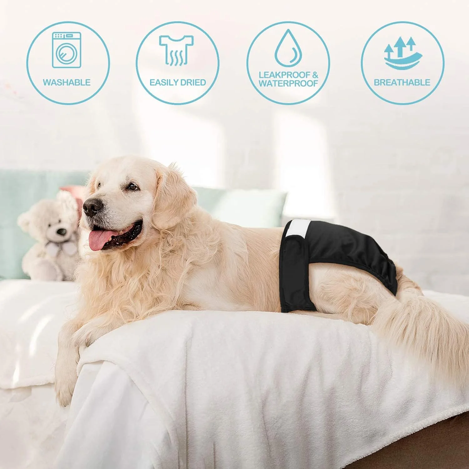 Bragas lavables para perros y mujeres, pañales reutilizables muy absorbentes para perros pequeños a grandes, pantalones fisiológicos para mascotas - imagen 4