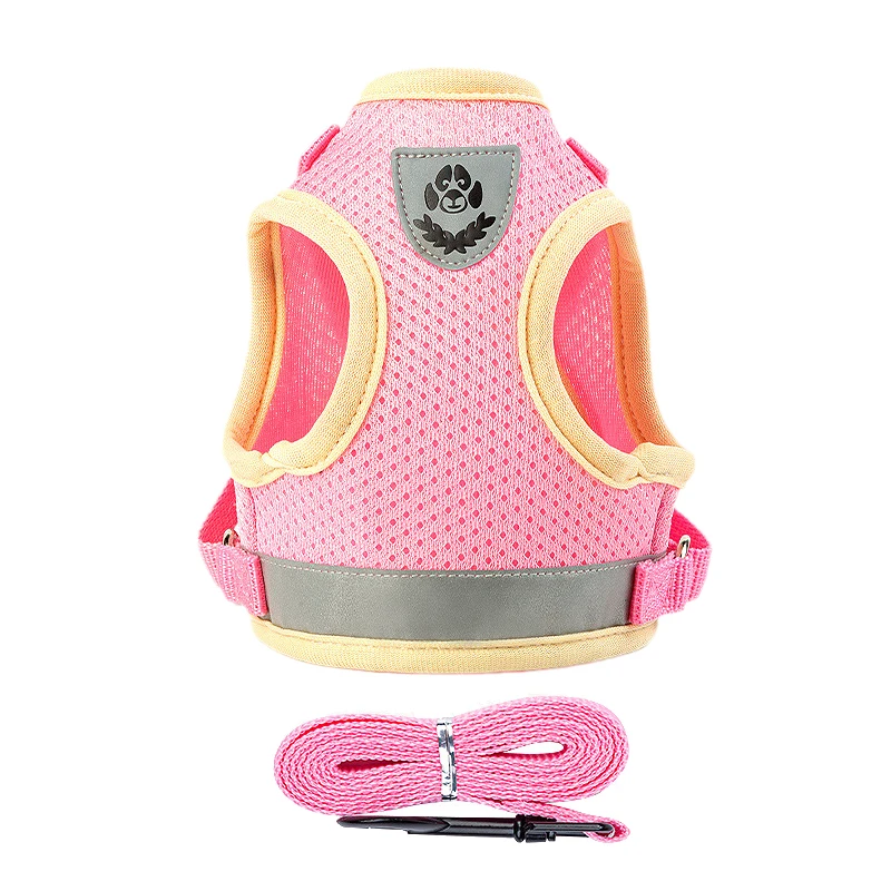 Conjunto de arnés y correa para perros, chaleco de malla transpirable para mascotas, arneses para perros pequeños y medianos, Yorkshire Corgi, suministros para exteriores para cachorros - imagen 3