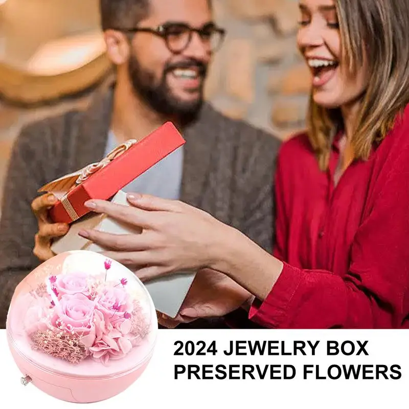 Caja de regalo de propuesta de matrimonio para el Día de San Valentín para mujer, caja de anillo, colgante, caja de regalo de flores preservadas, caja de joyería - imagen 2