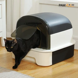 Caja de arena plegable para gatos con tapa, cuchara y diseño cerrado
