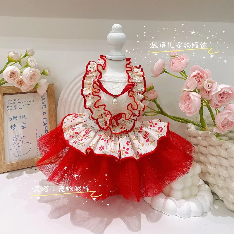 Vestido de encaje y tul para perros pequeños – Princesa Yorkie Bichón - imagen 4