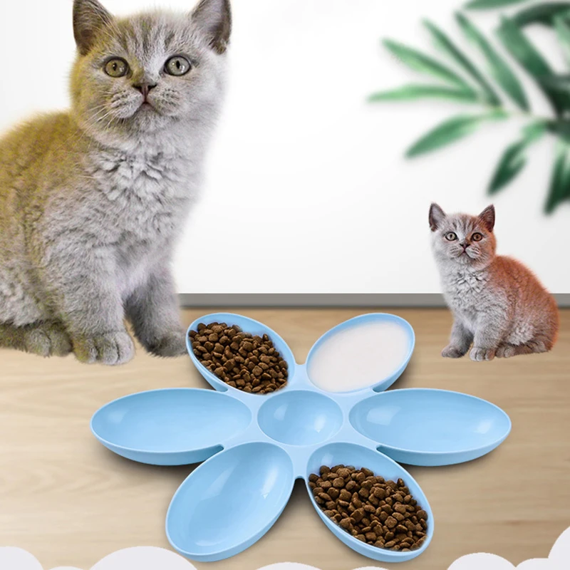 Cuenco para mascotas en forma de flor con 6 cuencos conectados para perros pequeños y gatos, plato de agua, cuencos de alimentación para cachorros, comedero lento para comer