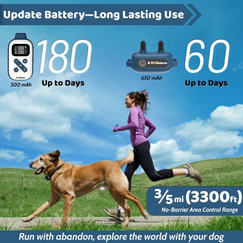 Collar de adiestramiento para perros con control remoto, 3 canales, resistente al agua IP67, distancia de control del collar de choque de 3300 pies para perros pequeños, medianos y grandes - imagen 5